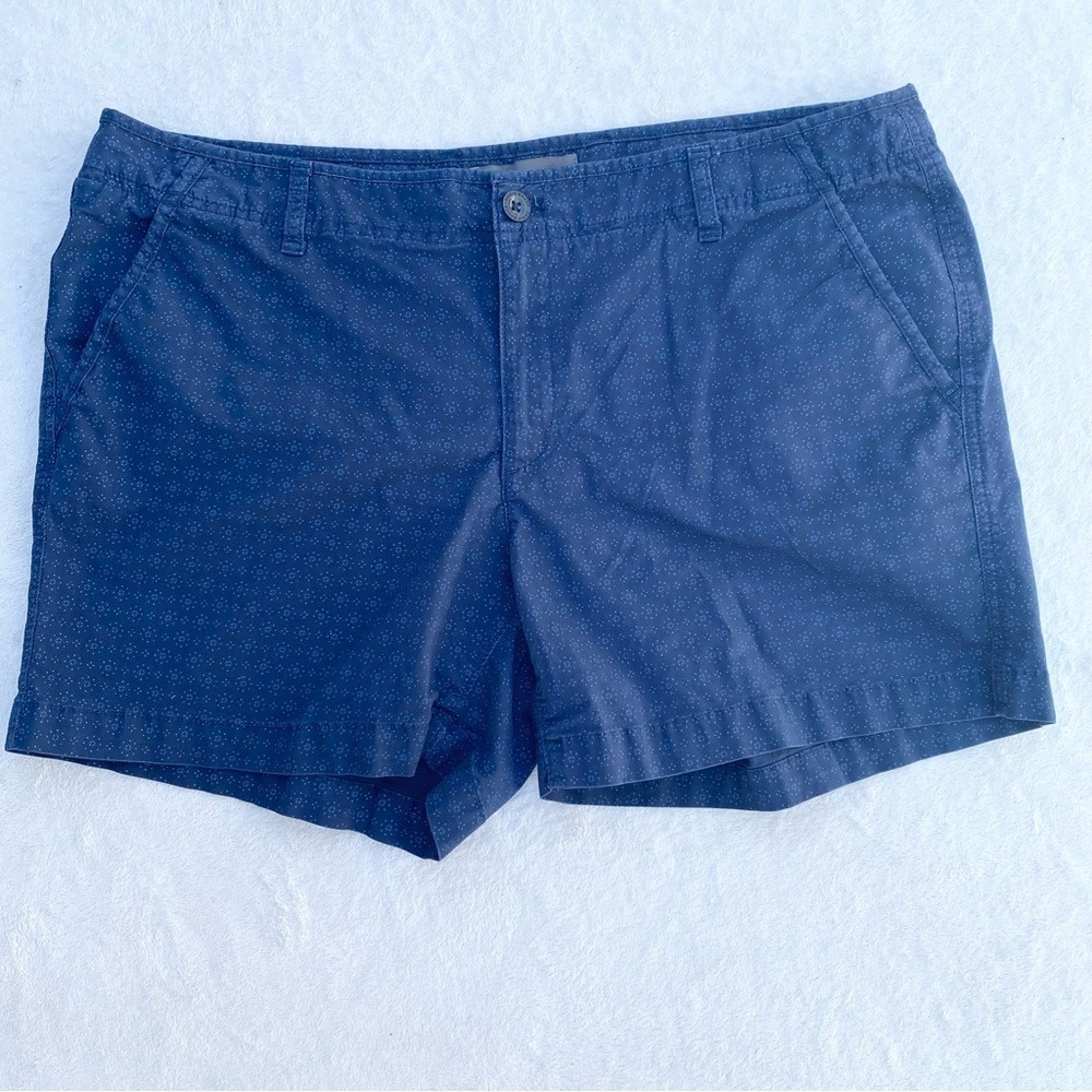 Eddie Bauer Chino Shorts Geometric Dot Print Women 16 Navy‎ Blue